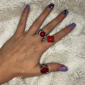 Set Of 3 Red Rings